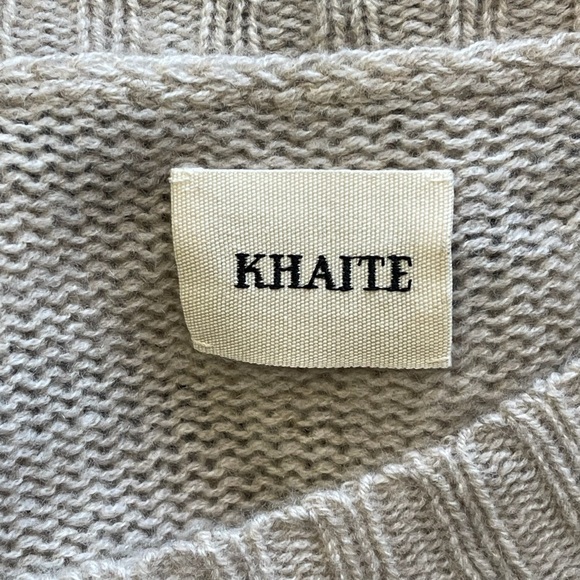 KHAITE Tilda Striped Cashmere Sweater Ribbed Fisherman Ecru Black Small EUC - Picture 5 of 12